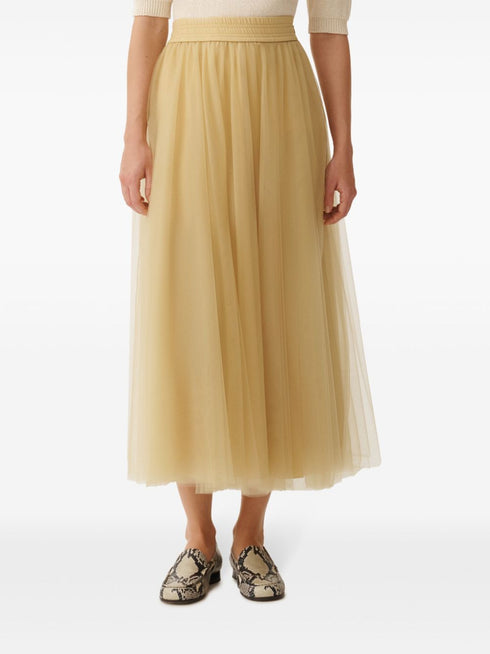 pleated midi skirt